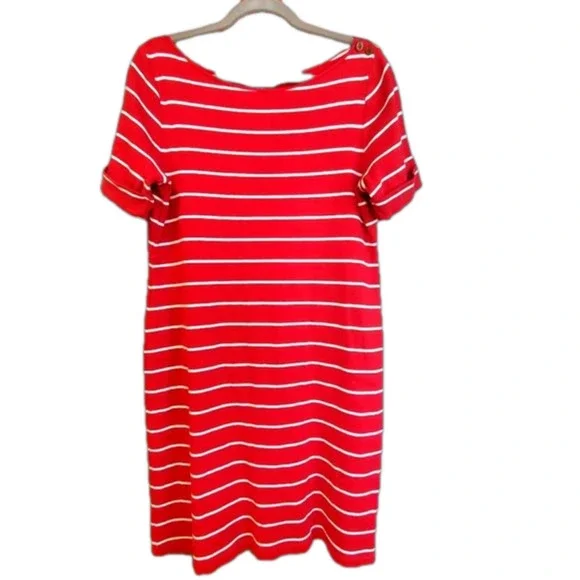 Lauren by Ralph Lauren Size L Red & White Striped dress EUC - Picture 2 of 7
